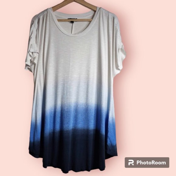 Lane Bryant Ombre Top with Puckered Sleeves Size 14/16 - Picture 1 of 7